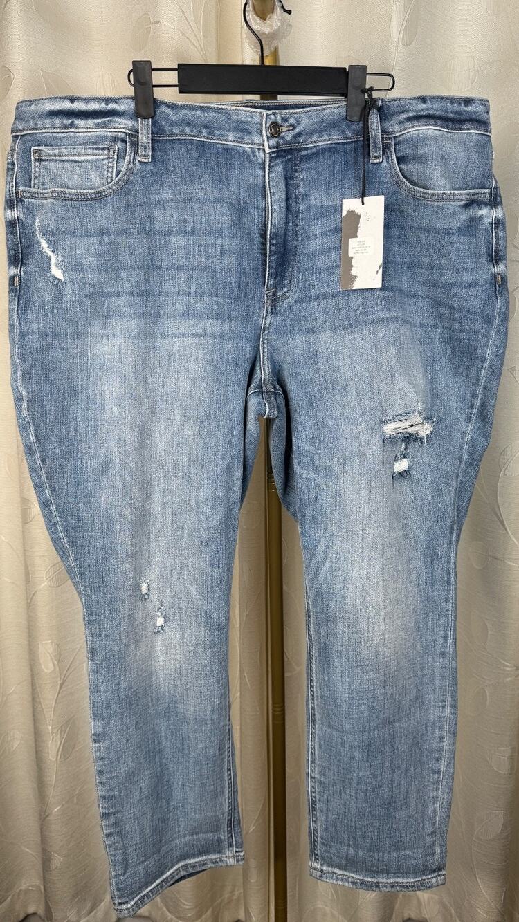 Studio Blue Distressed Denim Jeans, Size 22W